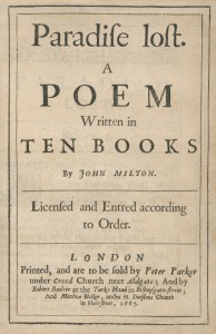 Title page of Paradise Lost, London: 1667, by John Milton (1608-1674)