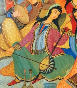 Woman playing the Kamancha, Isfahan, Iran, from 1669