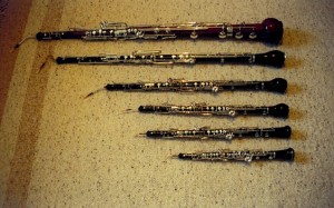 The Oboe family, showing heckelphone (top)